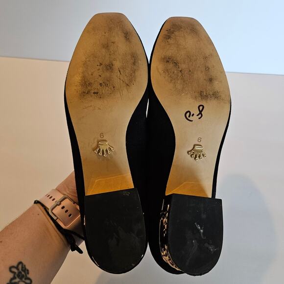 Nina Originals Black Velvet Pumps Gold Elephant Heel Detail Women's 9 Party Glam - Picture 7 of 12